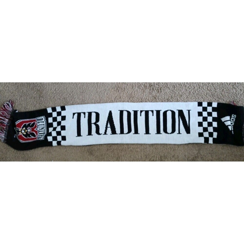 DC United Adidas Scarf Honeycomb Fan Black Red Reversible - Picture 2 of 6